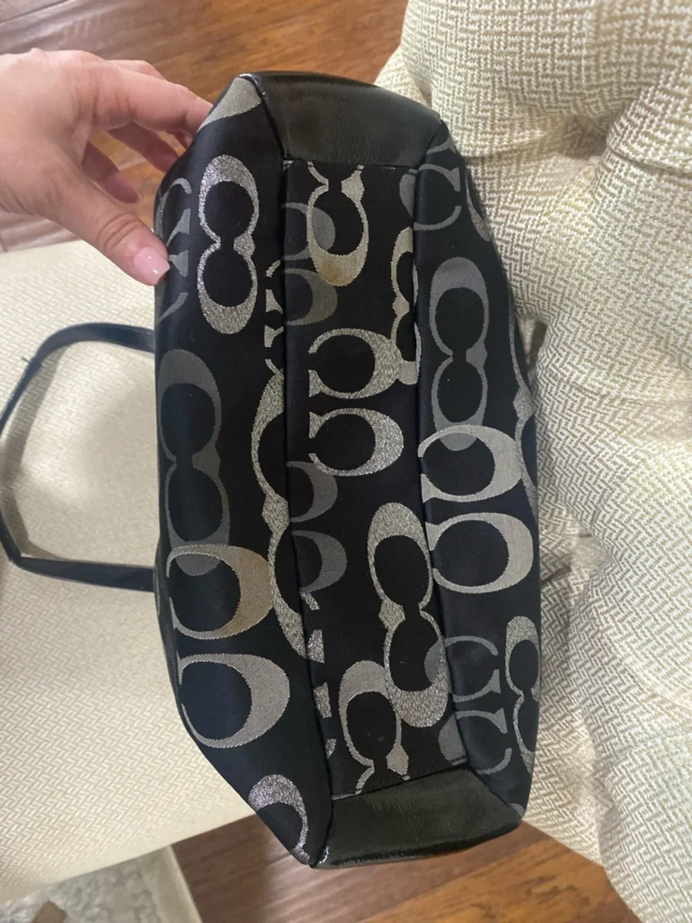Coach Black and Silver Signature Logo Tote - Picture 12 of 14